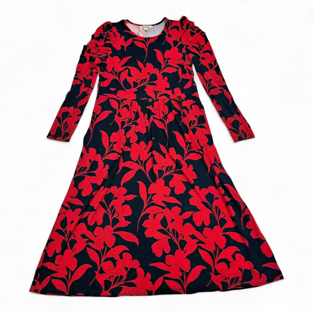 Boden Long Sleeve Floral Fit & Flare Dress Size 12